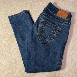 True Religion Bule Straight Cropped Jeans